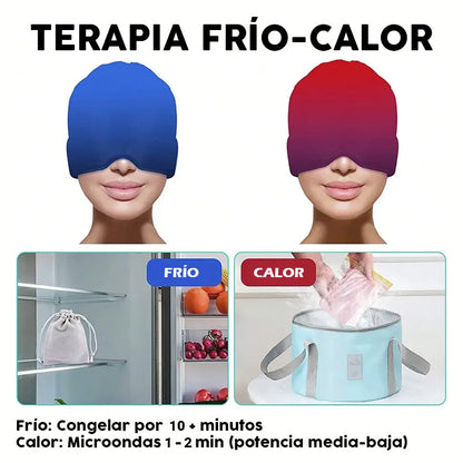 Gorro de Gel Frío para Migrañas, Dolores de Cabeza y Estrés